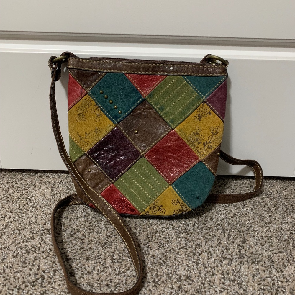 Patchwork Leather Crossbody Purse - image 1